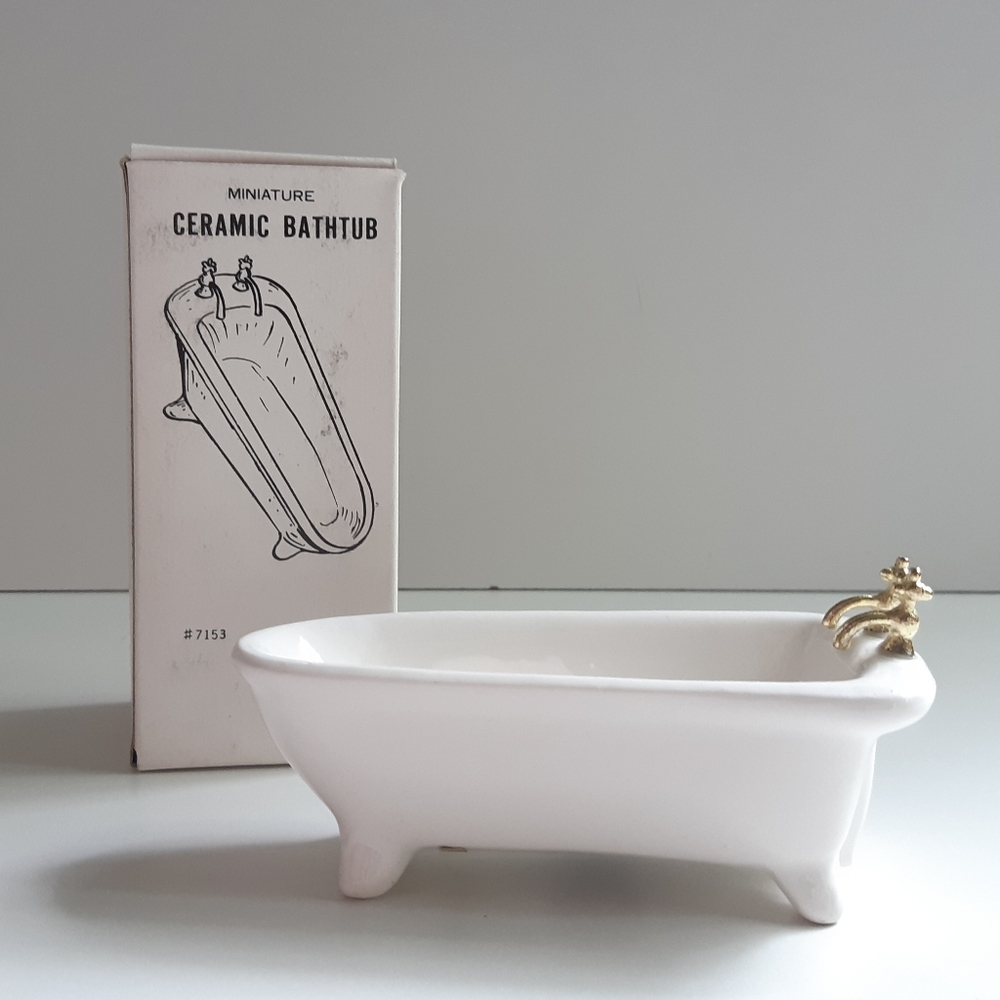 1:12 Ceramic Dollhouse Miniature Bathtub: Vintage Mini Bathroom Fixtures